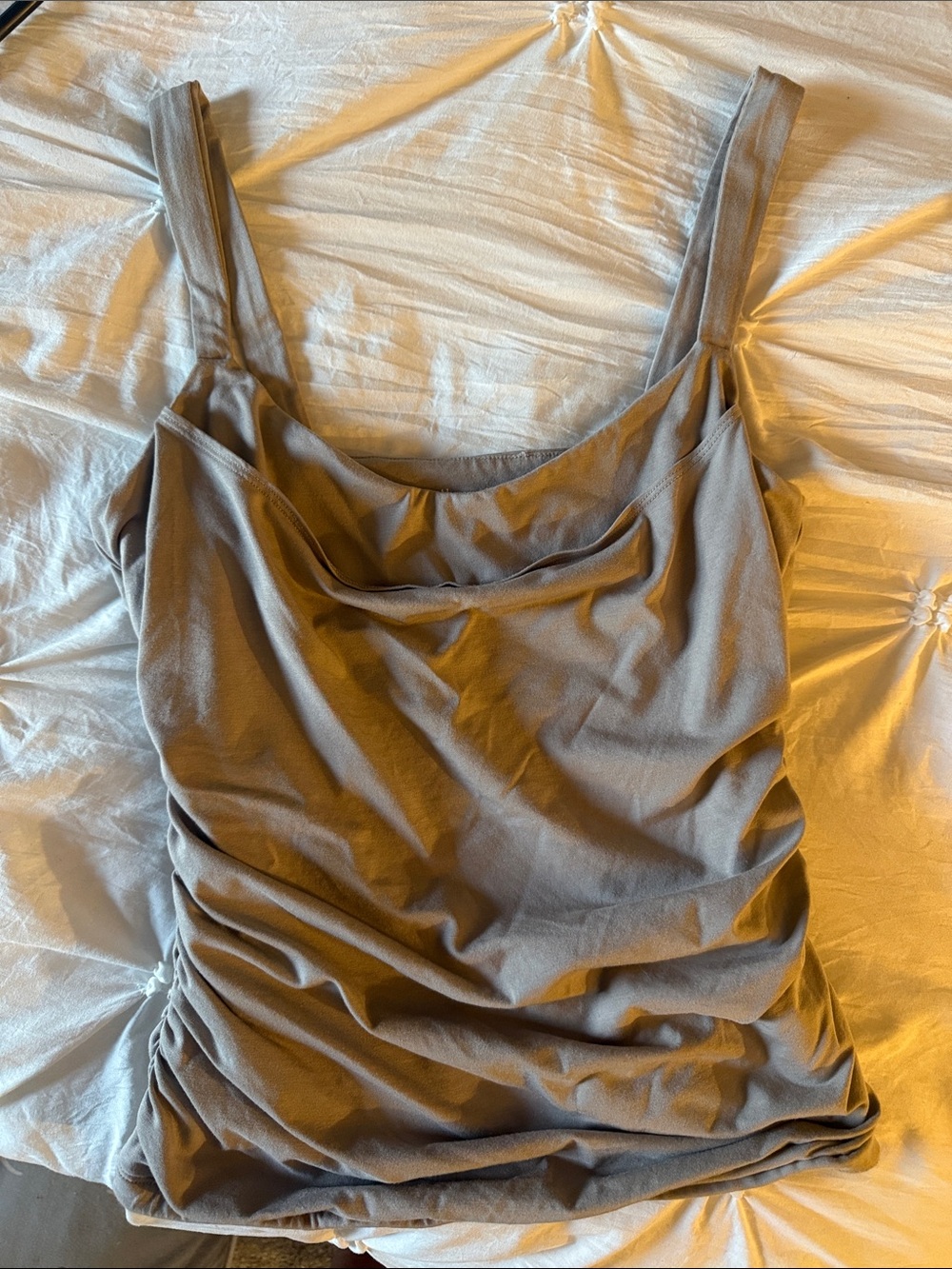 Abercrombie & Fitch Taupe Ruched Cowl Neck Tank